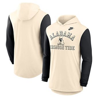 Men's Nike Natural/Black Alabama Crimson Tide Legacy Color-Block Tri-Blend Performance Long Sleeve Hoodie T-Shirt