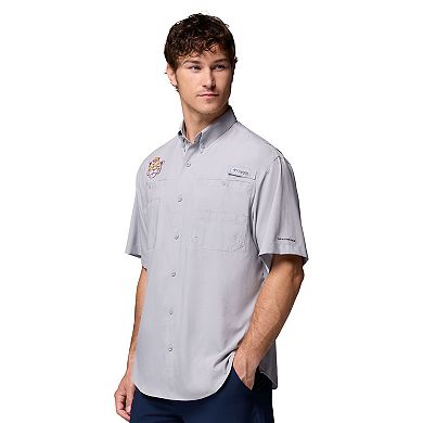 Men's Columbia Gray LSU Tigers Tamiami Omni-Shade Button-Down Shirt