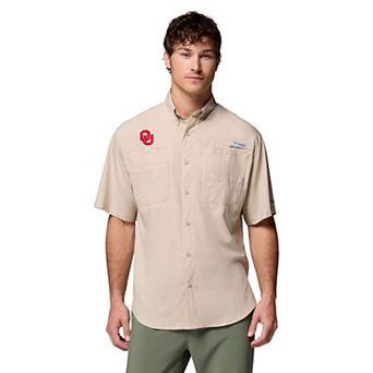 Men's Columbia Tan Oklahoma Sooners Tamiami Omni-Shade Button-Down Shirt