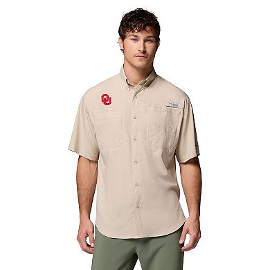 Men's Columbia Tan Oklahoma Sooners Tamiami Omni-Shade Button-Down Shirt