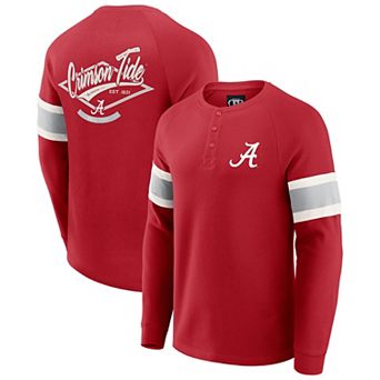 Men's Darius Rucker Collection by Fanatics Crimson Alabama Crimson Tide Waffle-Knit Raglan Long Sleeve Henley T-Shirt