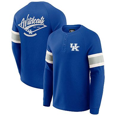 Men's Darius Rucker Collection by Fanatics Royal Kentucky Wildcats Waffle-Knit Raglan Long Sleeve Henley T-Shirt