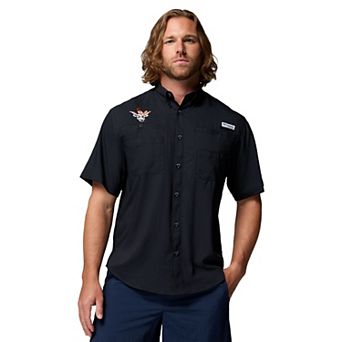 Men's Columbia Black Texas Longhorns Tamiami Omni-Shade Button-Down Shirt