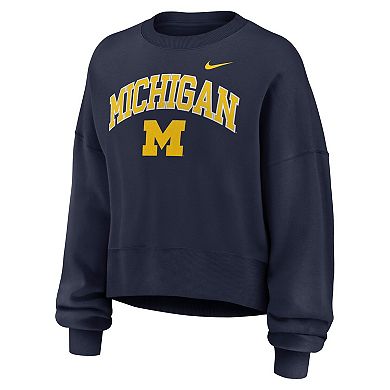 Women's Nike Navy Michigan Wolverines Oversized Phoenix Arch Pullover Sweatshirt
