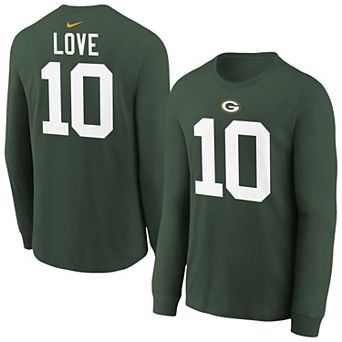 Youth Nike Jordan Love Green Green Bay Packers Player Name & Number Long Sleeve T-Shirt