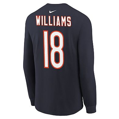 Youth Nike Caleb Williams Navy Chicago Bears Player Name & Number Long Sleeve T-Shirt