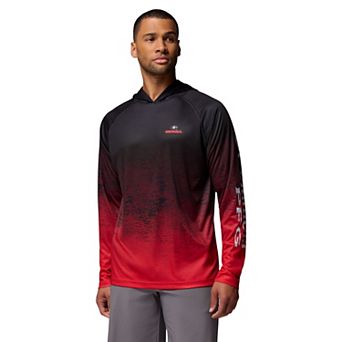 Men's Columbia Black Georgia Bulldogs PFG Gradient Water Super Terminal Tackle Hoodie Omni-Wick T-Shirt