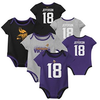 Newborn & Infant Nike Justin Jefferson Minnesota Vikings Name & Number 3-Pack Bodysuit Set