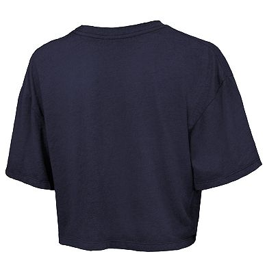 Women's Majestic Threads Navy Minnesota Lynx Chalk Stripe Boxy Crop Top