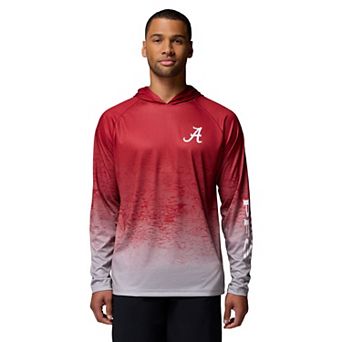 Men's Columbia Crimson Alabama Crimson Tide PFG Gradient Water Super Terminal Tackle Hoodie Omni-Wick T-Shirt