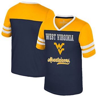 Girls Youth Colosseum Navy West Virginia Mountaineers Princess Bubblegum Bling T-Shirt