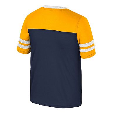 Girls Youth Colosseum Navy West Virginia Mountaineers Princess Bubblegum Bling T-Shirt