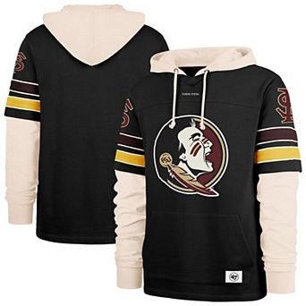 Men's '47 Black Florida State Seminoles Split Zone Cornerback Lacer Pullover Hoodie