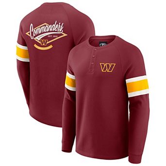 Men's Darius Rucker Collection by Fanatics Burgundy Washington Commanders Waffle-Knit Raglan Long Sleeve Henley T-Shirt