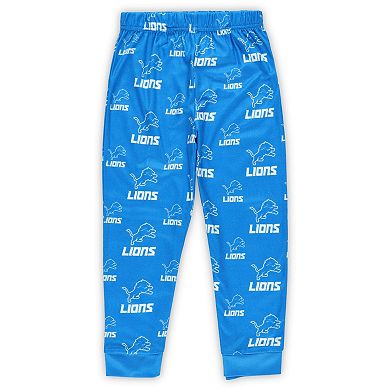 Preschool Outerstuff Blue Detroit Lions All-Over-Print Long Sleeve T-Shirt and Pants Sleep Set