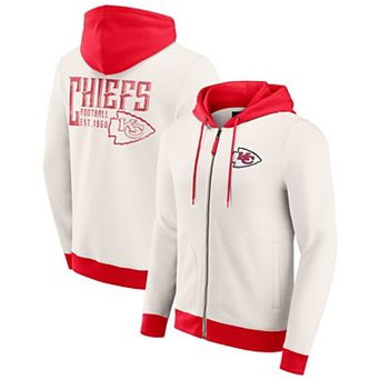 Men's Darius Rucker Collection by Fanatics Cream Kansas City Chiefs Distressed Graphics Full-Zip Hoodie