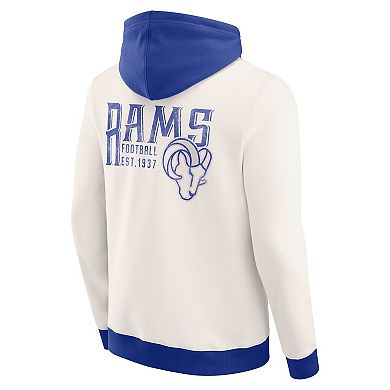 Men's Darius Rucker Collection by Fanatics Cream Los Angeles Rams Distressed Graphics Full-Zip Hoodie