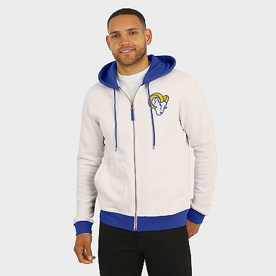 Men's Darius Rucker Collection by Fanatics Cream Los Angeles Rams Distressed Graphics Full-Zip Hoodie