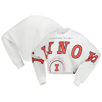 Women's Gameday Social White Illinois Fighting Illini Phipps Cropped Sweatshirt