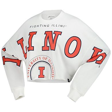 Women's Gameday Social White Illinois Fighting Illini Phipps Cropped Sweatshirt