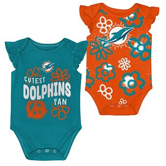 Girls Newborn & Infant Outerstuff Miami Dolphins The Sunshine Two-Piece Bodysuit Set