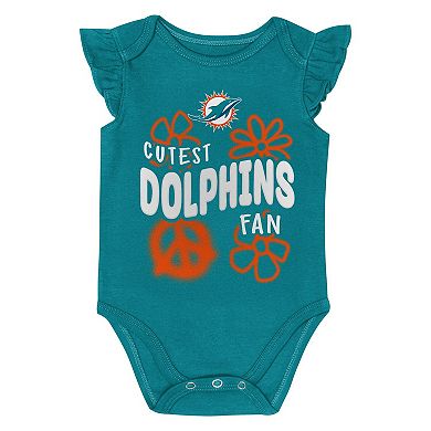 Girls Newborn & Infant Outerstuff Miami Dolphins The Sunshine Two-Piece Bodysuit Set