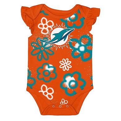 Girls Newborn & Infant Outerstuff Miami Dolphins The Sunshine Two-Piece Bodysuit Set