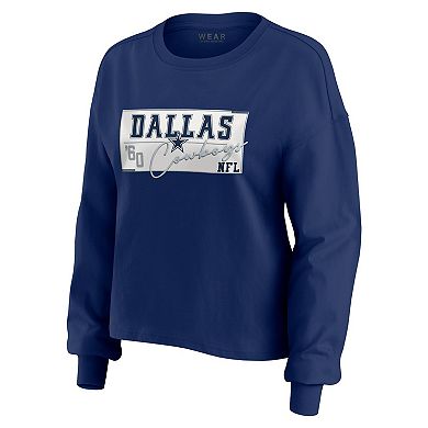 Women's WEAR by Erin Andrews Navy Dallas Cowboys Heavy Rugby Jersey Long Sleeve T-Shirt & Shorts Lounge Set
