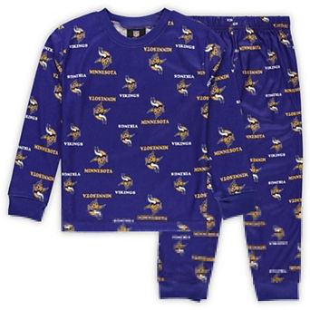 Preschool Outerstuff Purple Minnesota Vikings All-Over-Print Long Sleeve T-Shirt and Pants Sleep Set