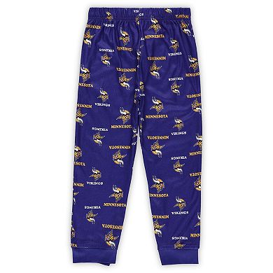 Preschool Outerstuff Purple Minnesota Vikings All-Over-Print Long Sleeve T-Shirt and Pants Sleep Set
