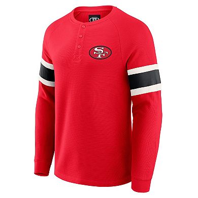 Men's Darius Rucker Collection by Fanatics Scarlet San Francisco 49ers Waffle-Knit Raglan Long Sleeve Henley T-Shirt