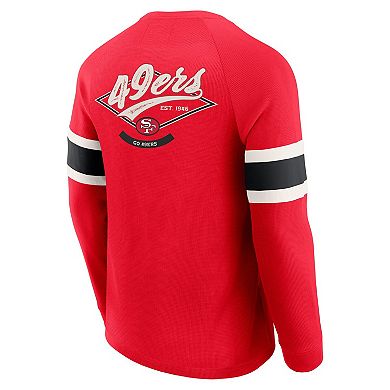 Men's Darius Rucker Collection by Fanatics Scarlet San Francisco 49ers Waffle-Knit Raglan Long Sleeve Henley T-Shirt