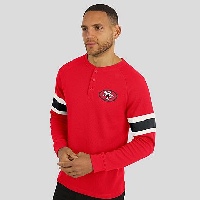 Men's Darius Rucker Collection by Fanatics Scarlet San Francisco 49ers Waffle-Knit Raglan Long Sleeve Henley T-Shirt