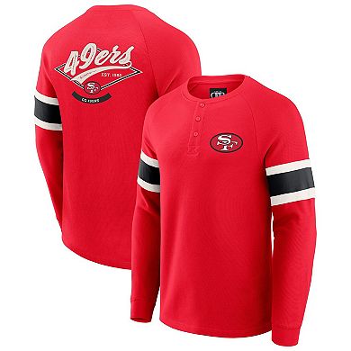 Men's Darius Rucker Collection by Fanatics Scarlet San Francisco 49ers Waffle-Knit Raglan Long Sleeve Henley T-Shirt