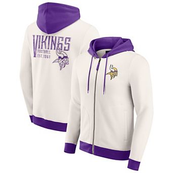 Men's Darius Rucker Collection by Fanatics Cream Minnesota Vikings Distressed Graphics Full-Zip Hoodie