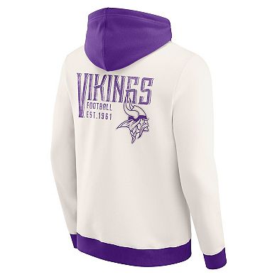 Men's Darius Rucker Collection by Fanatics Cream Minnesota Vikings Distressed Graphics Full-Zip Hoodie