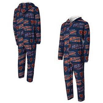 Men's Concepts Sport Navy Chicago Bears Shuffle All-Over-Print Microfleece Full-Zip Union Suit