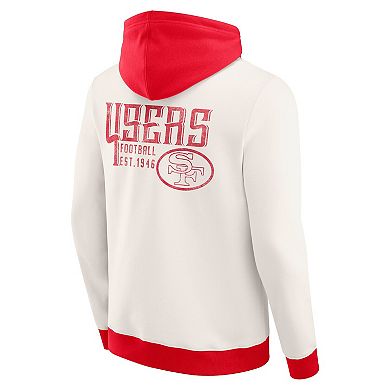 Men's Darius Rucker Collection by Fanatics Cream San Francisco 49ers Distressed Graphics Full-Zip Hoodie
