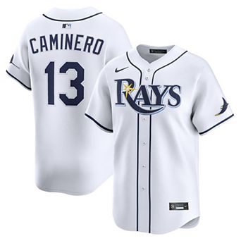 Men's Nike Junior Caminero White Tampa Bay Rays Home Limited Jersey