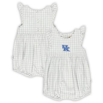 Girl's Infant Garb Gray Kentucky Wildcats Cara Gingham Ruffled Bodysuit
