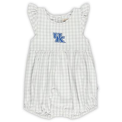 Girl's Infant Garb Gray Kentucky Wildcats Cara Gingham Ruffled Bodysuit