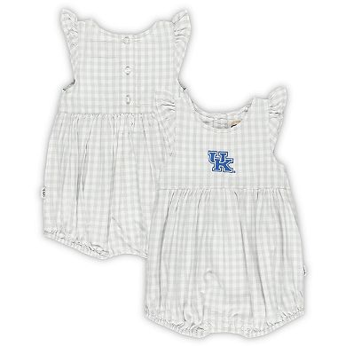 Girl's Infant Garb Gray Kentucky Wildcats Cara Gingham Ruffled Bodysuit