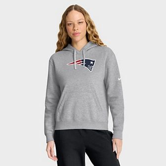Women's Nike Heather Gray New England Patriots Club Fleece Pullover Hoodie