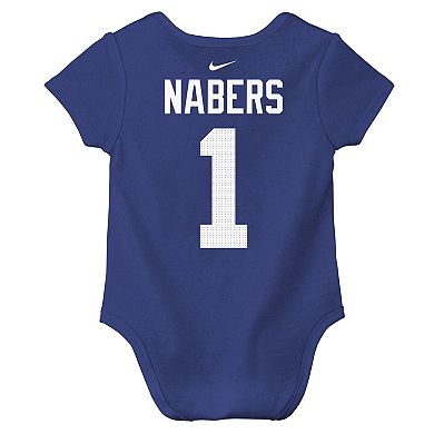 Newborn & Infant Nike Malik Nabers Royal New York Giants Player Name & Number Bodysuit