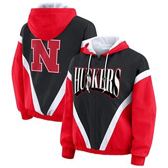 Women's WEAR by Erin Andrews Scarlet/Black Nebraska Huskers Colorblock Full-Zip Windbreaker Jacket