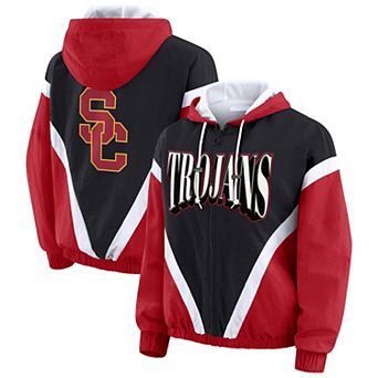 Women's WEAR by Erin Andrews Cardinal/Black USC Trojans Colorblock Full-Zip Windbreaker Jacket