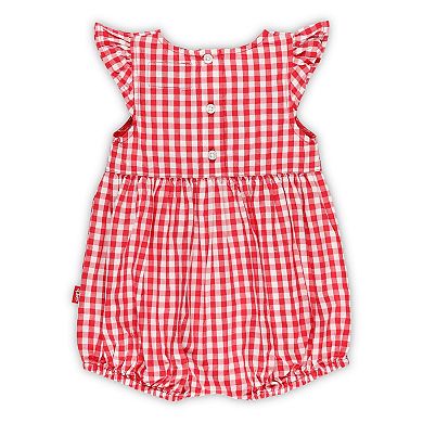 Girl's Infant Garb Scarlet Ohio State Buckeyes Cara Gingham Ruffled Bodysuit