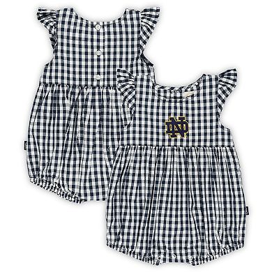 Girl's Infant Garb Navy Notre Dame Fighting Irish Cara Gingham Ruffled Bodysuit