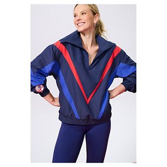 Women's Terez Navy New York Yankees Sugar Swizzle Track Quarter-Zip Pullover