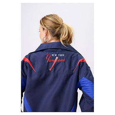 Women's Terez Navy New York Yankees Ripstop Chevron Quarter-Zip Pullover